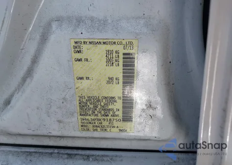 2013 Nissan Altima 2.5 S из США, поврежденный, VIN 1N4AL3AP3DC918750